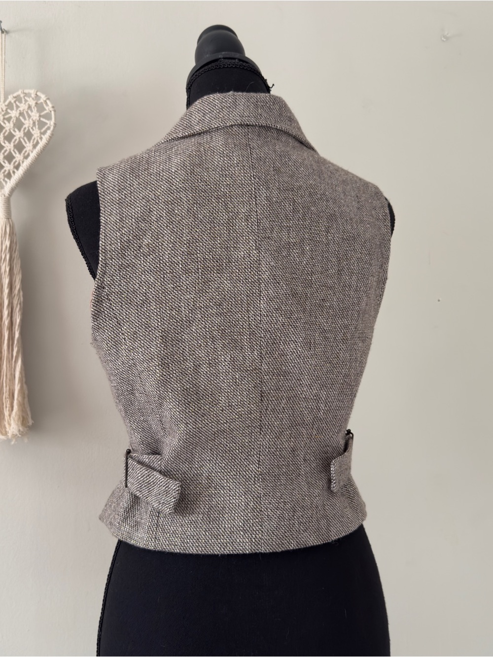 Womens Brown Tweed Vest Blazer - Picture 7 of 8